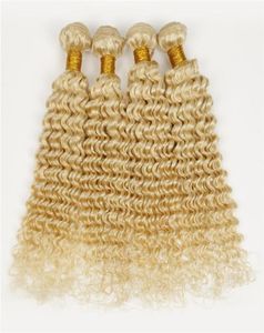 Whole 1028inch bleached blonde color 613 russian brazilian peruvian indian malaysian virgin hair deep curly human hair exten4411758