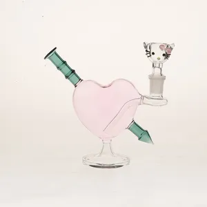 Pink Heart Model Hookah Glass Pipes With Cute Bowl