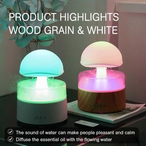 Humidifiers Mushroom Cloud Rain Humidifier Relaxing Raindrop Aromatherapy Machine Atomization Humidification Colorful Night Light