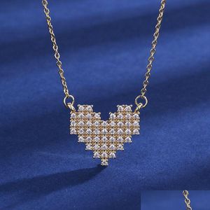 Pendant Necklaces Mosaic Diamond Heart Necklace Plated 925 Sier Pendant Love Fl Crystal Gold Necklaces For Women Fashion Jewelry Will Dheqt