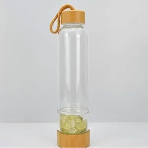 Water Bottles Natural Quartz Crystal Glass Bottle Gravel Irregular Stone Cup Point Wand Healing Infused Elixir For Gifts