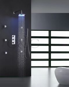 Sets Thermostatic Bathroom Shower Set 8 Inch Chrome LED 7 Colors Shower Head 6 Pcs Spa Body Massage Spray Jets Includes I0078RC2Y