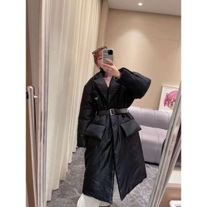 Women's Jackets p Home Autumn/winter Jacquard Letter Pattern Suit Cotton Coat Mid Length Pocket Decoration Design