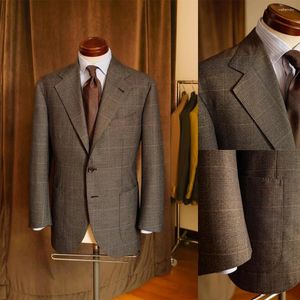 Herrenanzüge Brauner Herrenanzug, einteiliger Business-Blazer, einreihig, kariert, gestreift, für Hochzeit, Bräutigam, formelle Arbeitskleidung, Party, lässig, maßgeschneidert