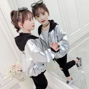 Jacken Teenager Mädchen Frühling Silber Säugling Kleinkind Reflektierende Dünne Mit Kapuze Windjacke Mäntel Für Kinder Koreanische Streetwear