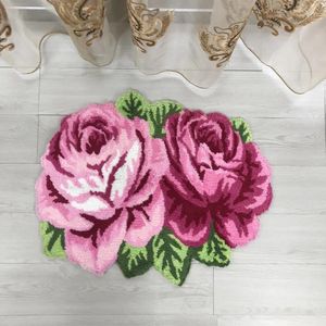 Tapetes luxo artesanal rosa padrão decoração de casa para sala estar quarto área tapetes amante romântico rosa/rosas vermelhas tapete macio