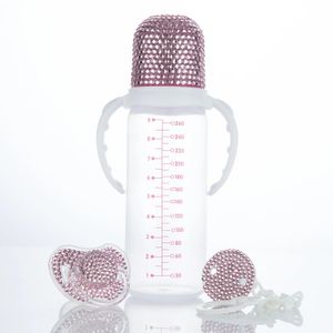 Miyocar Pink Bringling Bling Rhinestone Saucifer i zestaw butelek dla niemowląt -Przypuszczalny luksusowy prezent dla swojego malucha 0-6m 231229