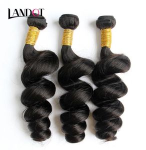 Indian Loose Wave Virgin Hair 100 Indian Human Hair Weaves 3 Bunds mycket obearbetade råa indiska lösa lockiga vågiga mänskliga hår Natur47240668