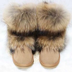 Neue Ankunft Nicht-slip Fuchs Pelz Frau Winter Schnee Stiefel frauen Schuhe Aus Echtem Leder Natürliche Dicke Plüsch 230922