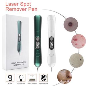Maskin 9 växel laserplasma penna LCD Display fräknad remover hine profesional mole mörka fläckar wart tatuering hud tagg borttagning