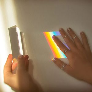 25*25*80mm Triangular Prism BK7 Optical Prisms Glass Physics Teaching Refracted Light Spectrum Rainbow Children Students Present 240102