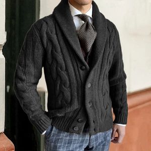 Suéter quente de outono e inverno para homens, frente aberta, malha de manga comprida, casaco de peito para homens, roupas casuais de malha 240102