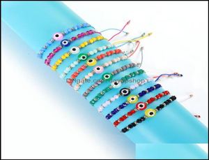 Charm Bracelets 12PcPack Summer Candy Color Evil Eye Bracelet Glass Crystal Seed Bead Friendship Jewelry Lovely Women Men Dayupsh1585177