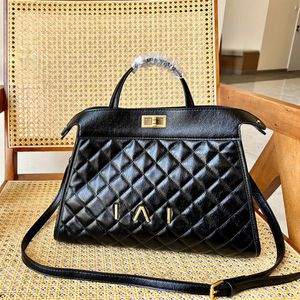 Vintage Women Designer Jumbo Tote Bag z górnym uchwytem 35x25cm Patchwork Design Gold Liters Metal Hardware Regulowany pasek Turn Lock Ramper Cross Body torebka