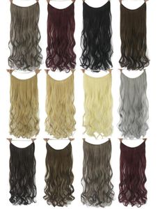 22 26 inches Wave Loop Micro Ring Hair Extensions Synthetic High Fish Line Weaving Weft 17 Colors FL0164601770