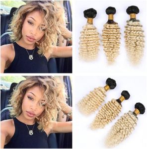 1B613 Blonde Ombre Tiefe Welle Brasilianische Menschliche Haarwebart Bundles 3 Teile/los Ombre Blonde Tiefe Welle Lockiges Reines Haar Tressen extensio9397017