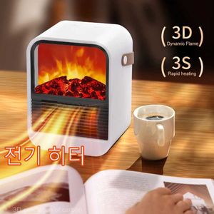 Home Heaters Fireplace Effect Electric Heater Portable Desktop Warm Blower Fan Household Heating Stove Radiator Flame Warmer Machine J240102