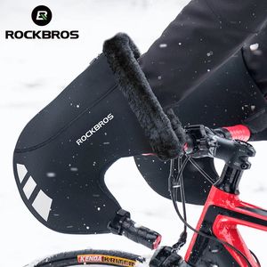 ROCKBROS Winter Bicycle Gloves Thermal Mountain Road Mittens Bike Bar Mitts SBR Handlebar Cover Warmer Cycling Motorcycle240102