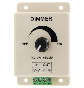 LED DIMMER SWITCH DC 12V 24V 8A Justerbar ljusstyrka Lampa Bulb Strip Driver Single Color Light Power Supply Controller5622224