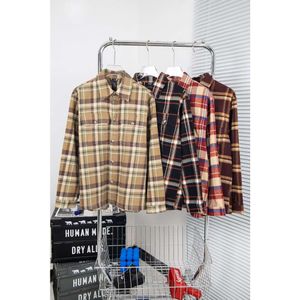 Kvinnors T-shirt CH23 Spring/Summer Brown Plaid Shirt Fashion Merveile Flannel Pocket Decoration Design