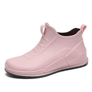Women's Rain Galoshes PVC Isolated Rubber Shoes For Women Waterproof Work Rainboots Fashion Solid Color Non-Slip Garden Boots 240102