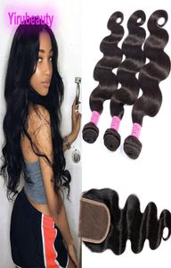 Produtos de cabelo peruano 3 pacotes com fechamento de renda 4X4 com onda corporal de cabelo de bebê 830 polegadas tramas duplas onda corporal 4310885