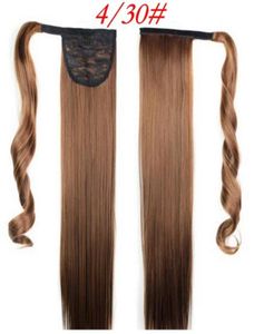 Podpasowy o długości 60 cm prosty klips we włosach ogon Fałszywa kucyk z spinkami do włosów Syntetyczny kucyk ogon Extensions4577018