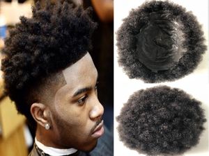 Full Thin Skin Afro Toupee Top Selling Malaysian Human Hair Replacement Afro Kinky Curl PU Unit for Black Men Fast Express Deliver7741630