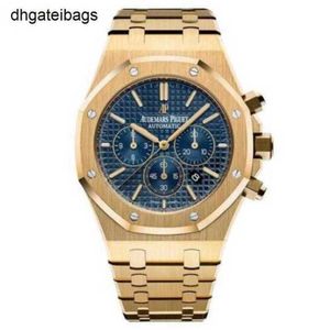 Luxury Audemar Pigue Watch AP Abbey Royal Oak Time 26320BA 18K Pure Gold Blue Dial 2017