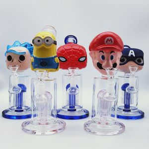 9inch Bong Glass Hookah Recycler Cartoon 5Design Percolator 14mm Female Joint with Bowl