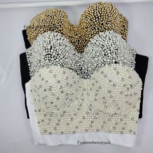 2021 BRALETTE Pearl Bead Diamond Amazon European och American Women's Shaping Clothers Trainer Crop Top Corset