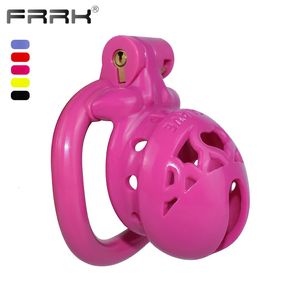 FRRK Dispositif de cage de chasteté en plastique léger avec ouverture Cobra 4 anneaux de pénis Port de longue durée Équipement de bondage Jouets sexuels BDSM pour hommes 240102