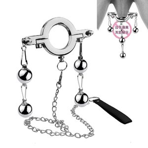 Metal BDSM Pesado Bondage Escroto Maca Penis Anéis Com Trela Ballstretcher Cinta Peso Castidade Brinquedos Sexuais Para Homens Dick CBT 240102