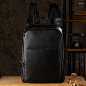 Mochila masculina artesanal de couro genuíno bolsa de ombro casual grande capacidade negócios retro primeira camada viagem viagem