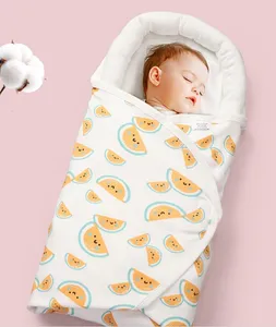 Nyfödd baby swaddle filt, spädbarns sovsäck swaddle sömnsäck med huvudstödande funktion för pojkar flickor 0-3 månader
