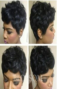 Charmig kort Curly Short Bob Cut Wigs med babyhår Glueless Virgin Brasiliansk kort full spetsar Hårhår peruker för svart WOM4633000