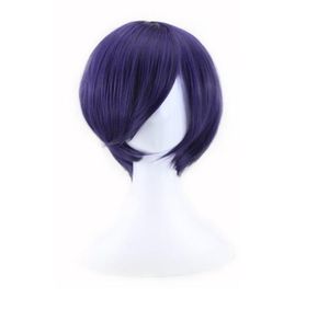 WoodFestival Cosplay Wig Tokyo Ghoul Kirishima Dong Xiang Men Short Straight Wigs Dark Purple Anime Wig Synthetic Fiber Hair7917511