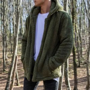 Mens Casual Jackets Solid Winter Bubble velvet Teddy Bear Pocket Coat Fleece Fur Jacket Hoodies Outwear 240102