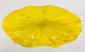 黄色の色の吹きガラスの壁アートプレートムラノガラス装飾プレートエルロビーギャラリー博物館装飾6668529