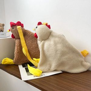 Borsa a tracolla in peluche a forma di gallina da donna divertente Borsa a tracolla con tracolla a tracolla in pollo simpatico cartone animato Borsa a tracolla da viaggio per borse da donna Borse 240102