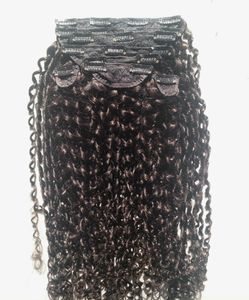 Ny ankomstkrullning Human Virgin Brasilian Hair Weft Clip i mänskliga hårförlängningar obearbetade naturlig svart färg med spetsduk Ful9557229