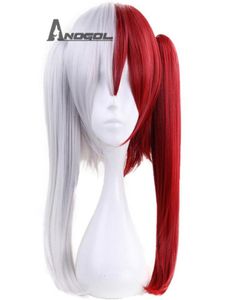 Anogol My Hero Academia So Todoroki Cosplay Wig Silver Red Synthetic Hair6340209