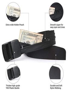 Belts Unisex Tactical Belt Top Quality Security Money Hidden Pocket Cashsafe AntiTheft Wallet Outdoor Men 120cm14583011