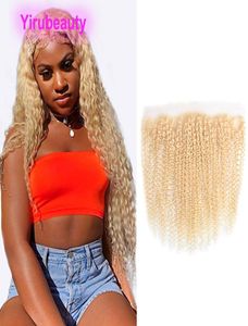 613 Farbe Brasilianisches Echthaar 134 Lace Frontal mit Babyhaar Blonde Farbe 13X4 Fronten Deep Wave Kinky Curly 1224 Zoll 1628304