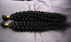 モンゴルのアフロ・キンキー・カーリー編み100gの編み100gキンキーモンゴルのバルクヘア1pcs人間の編組髪を編むための人間の髪の毛ない