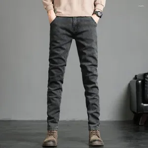 Mäns jeans Autumn Winter Classic Fashion Grey Casual Slim Skinny Vintage Blue Streetwear Biker Party Long Trousers Male 27-36