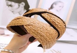M Mism Kore tarzı düğümlü çapraz el yapımı bohem saman baş bandı türban kadınlar için kız çember çerçeve saç bantları saç aksesuarları2251467