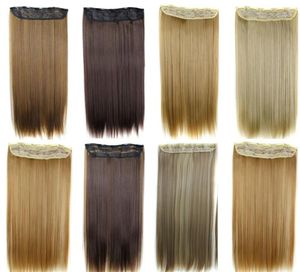 Clip nell'estensione dei capelli Coda di cavallo sintetica Pezzi di capelli lisci 5 clip 60CM 120 g clip sulle estensioni dei capelli più colori8076980