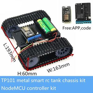 CAR Wireless WiFi Controlled Smart RC Tank Chassis TP101 Metal Robotic + Nodemcu Controller Kit 12V DC Motor Toy DIY för Arduino 20120