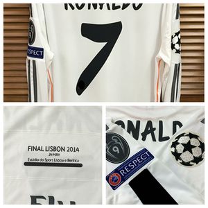 Vintage Classic RM 13/14 UCL Final Shirt Jersey Long Rleeves Benzema Sergio Ramos Piłka nożna Numer Numer Numer Patches Sponsor